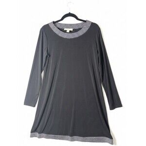 MICHAEL Michael Kors Black Tunic Dress Women's Large Long Sleeve Geometric Trim